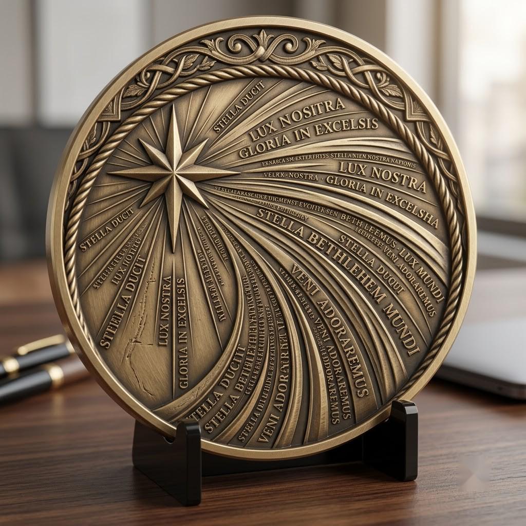 3D Christian Challenge Coin, Jesus Nativity Relief Depth Map Laser Design