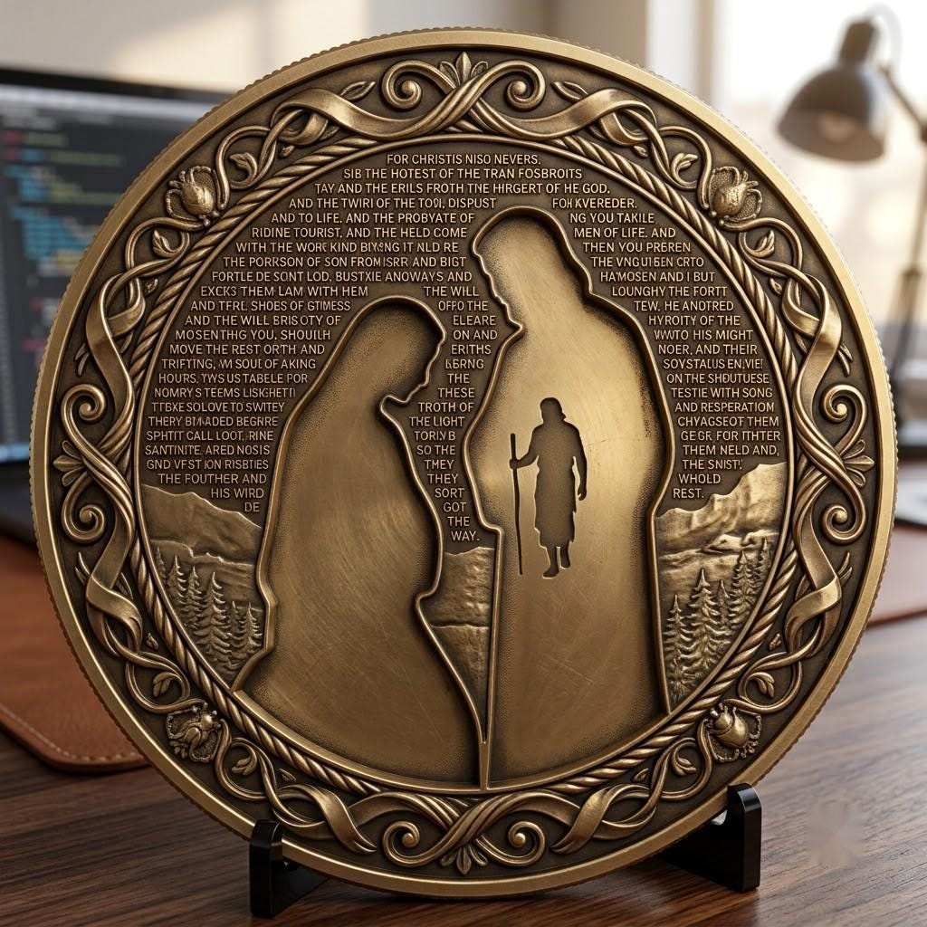 3D Christian Challenge Coin, Jesus Nativity Relief Depth Map Laser Design