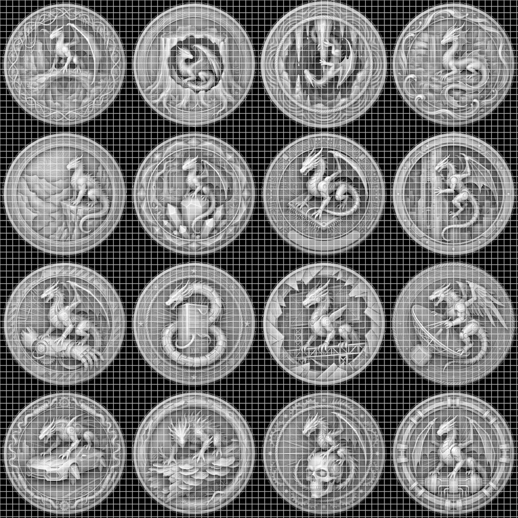 3D Dragon Relief PNG, Mountain Forest Art, Challenge Coin Laser File Bundle