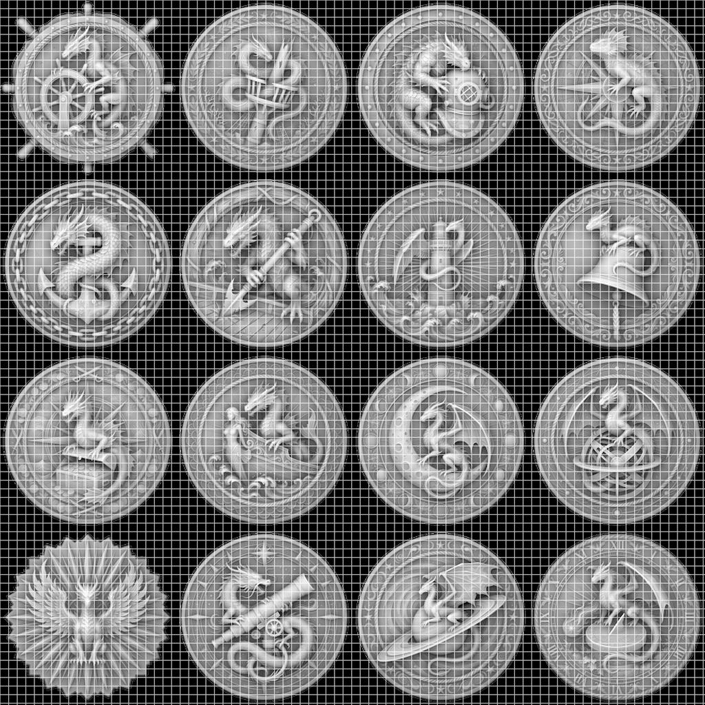 3D Dragon Relief PNG, Mountain Forest Art, Challenge Coin Laser File Bundle