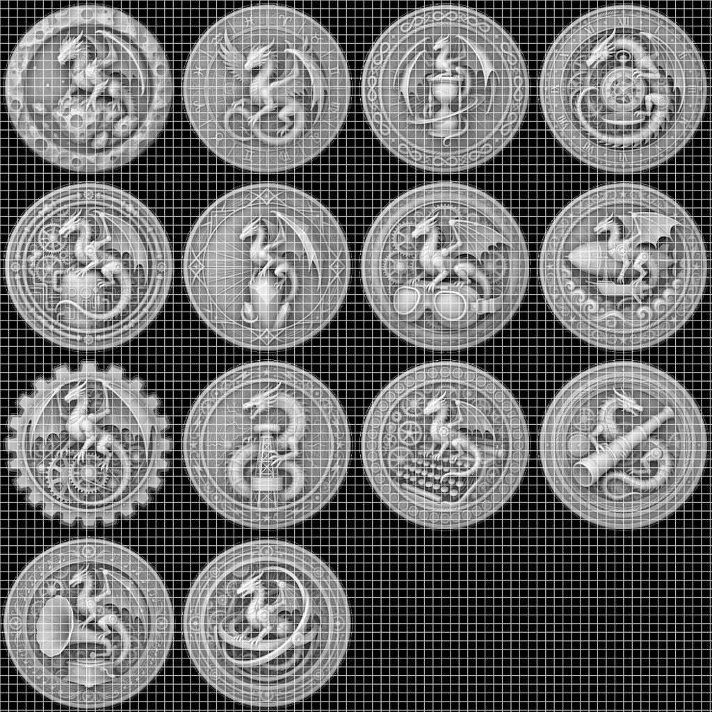 3D Dragon Relief PNG, Mountain Forest Art, Challenge Coin Laser File Bundle