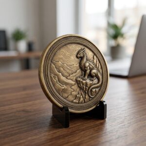3D Dragon Relief PNG, Mountain Forest Art, Challenge Coin Laser File Bundle
