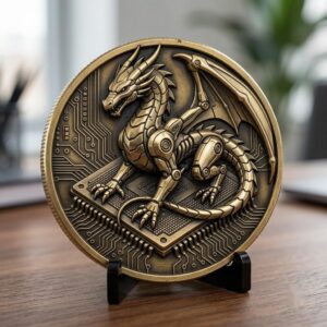 3D Dragon Relief PNG, Mountain Forest Art, Challenge Coin Laser File Bundle