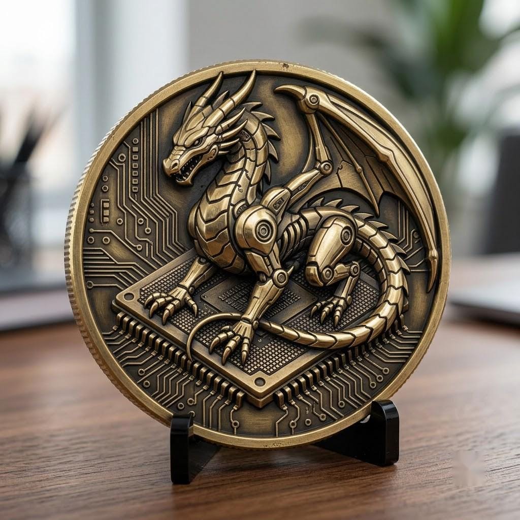 3D Dragon Relief PNG, Mountain Forest Art, Challenge Coin Laser File Bundle