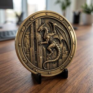 3D Dragon Relief PNG, Mountain Forest Art, Challenge Coin Laser File Bundle