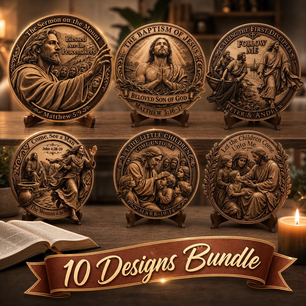 3D Illusion Jesus Engraving File, Christian PNG Bundle for Laser Wood Signs