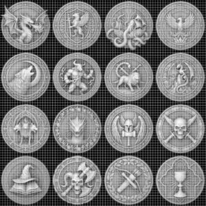 49 Mythical Beast Coin Engraving Depth Maps, Laser Medallion Relief Art