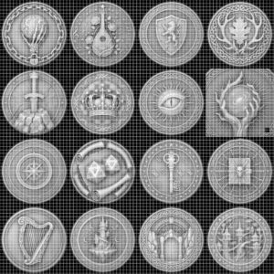 49 Mythical Beast Coin Engraving Depth Maps, Laser Medallion Relief Art