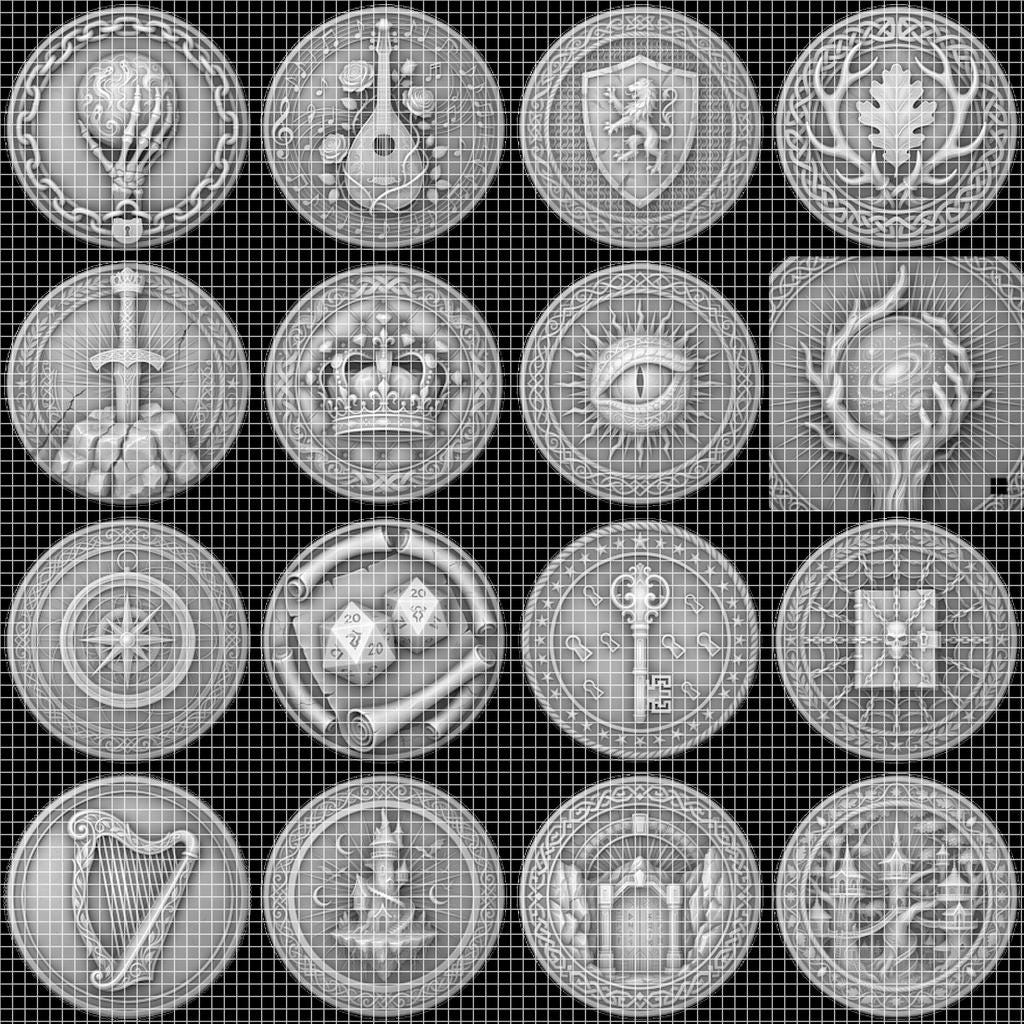 49 Mythical Beast Coin Engraving Depth Maps, Laser Medallion Relief Art