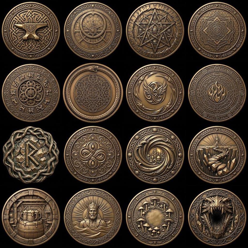 49 Mythical Beast Coin Engraving Depth Maps, Laser Medallion Relief Art
