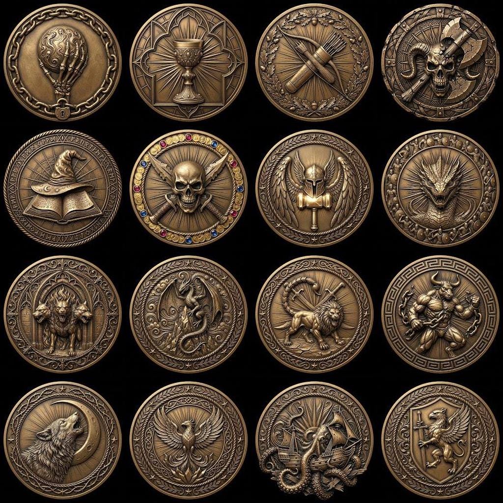 49 Mythical Beast Coin Engraving Depth Maps, Laser Medallion Relief Art
