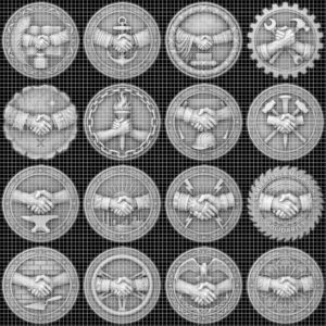 50 Challenge Coin Depth Map Files, 3D Relief Laser Bundle, Sportsmanship PNG