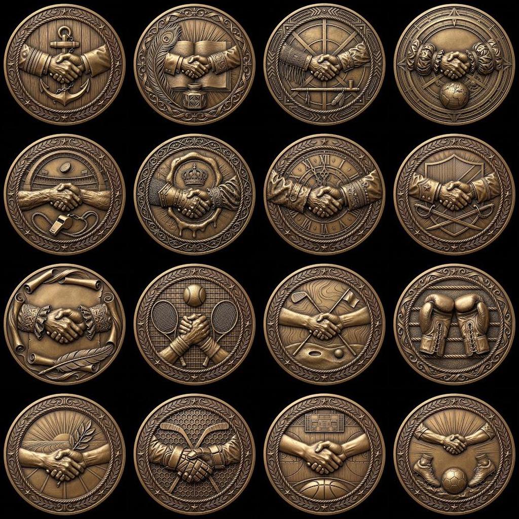 50 Challenge Coin Depth Map Files, 3D Relief Laser Bundle, Sportsmanship PNG
