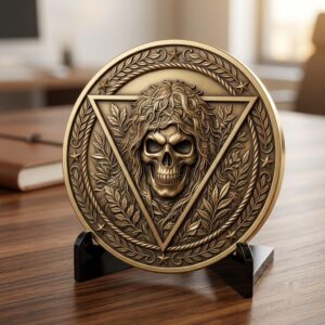 50 Tactical Skull Challenge Coin 3D Relief PNGs, Laser Engraving Depth Maps