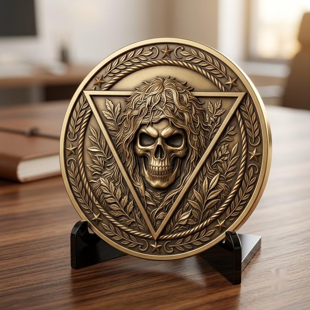 50 Tactical Skull Challenge Coin 3D Relief PNGs, Laser Engraving Depth Maps
