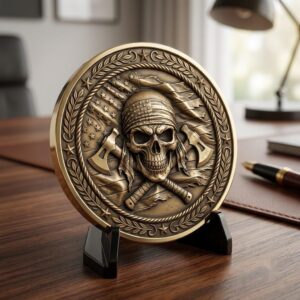 50 Tactical Skull Challenge Coin 3D Relief PNGs, Laser Engraving Depth Maps