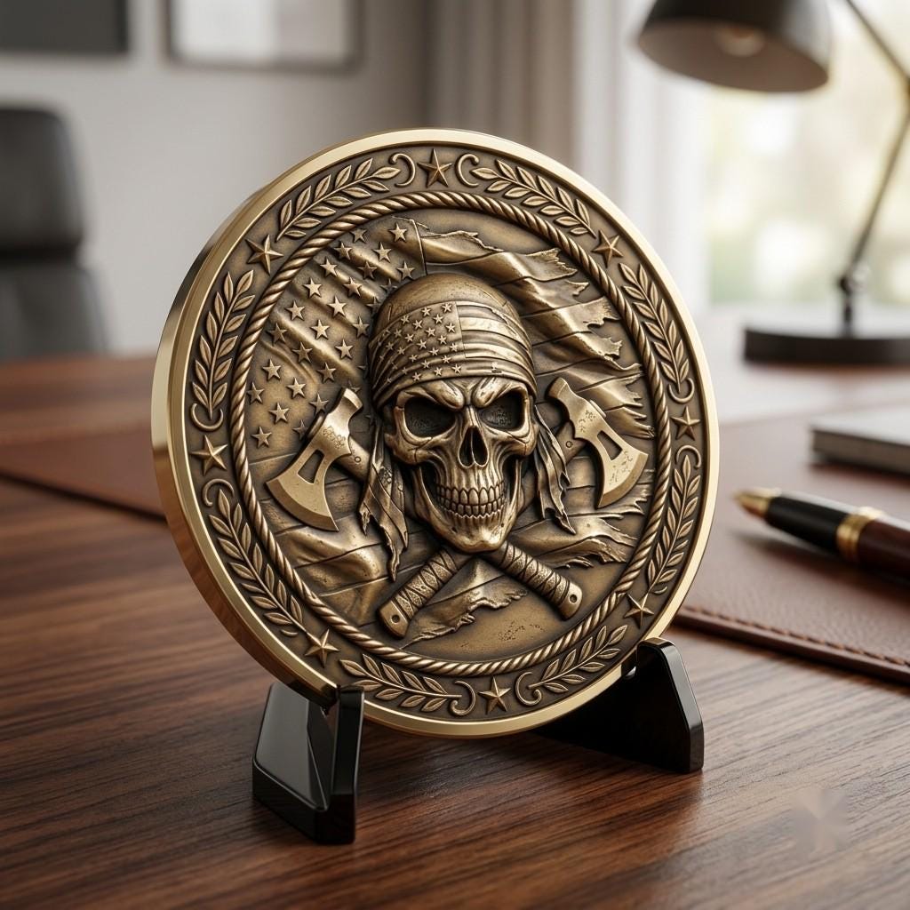 50 Tactical Skull Challenge Coin 3D Relief PNGs, Laser Engraving Depth Maps