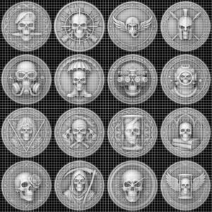 50 Tactical Skull Challenge Coin 3D Relief PNGs, Laser Engraving Depth Maps
