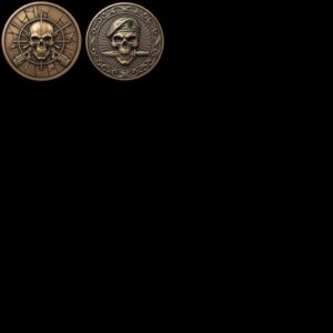 50 Tactical Skull Challenge Coin 3D Relief PNGs, Laser Engraving Depth Maps