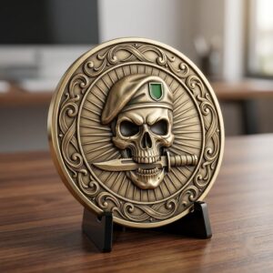 50 Tactical Skull Challenge Coin 3D Relief PNGs, Laser Engraving Depth Maps