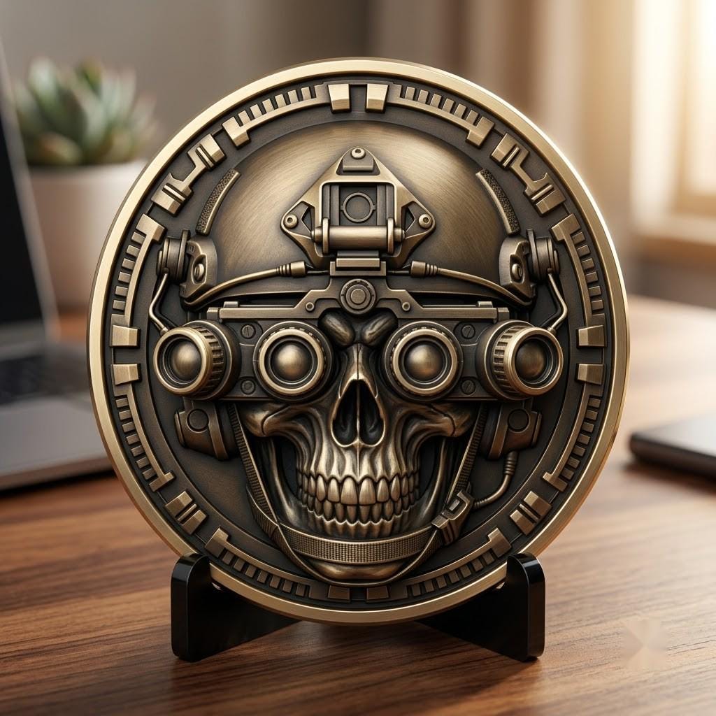 50 Tactical Skull Challenge Coin 3D Relief PNGs, Laser Engraving Depth Maps