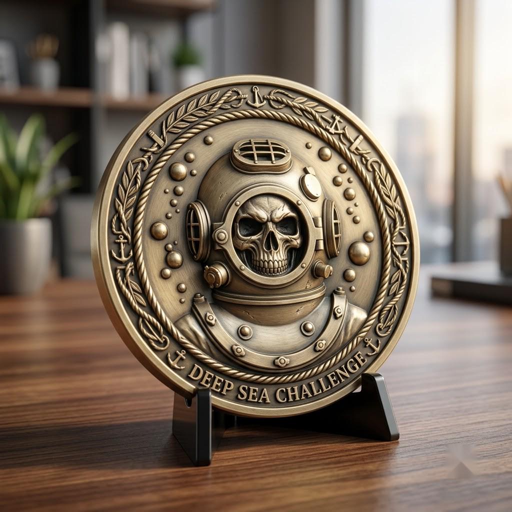 50 Tactical Skull Challenge Coin 3D Relief PNGs, Laser Engraving Depth Maps