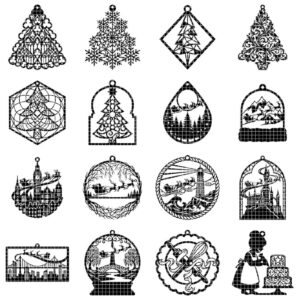 50 Vintage Santa Ornament Bundle, Layered Christmas Baubles, Wood Decor