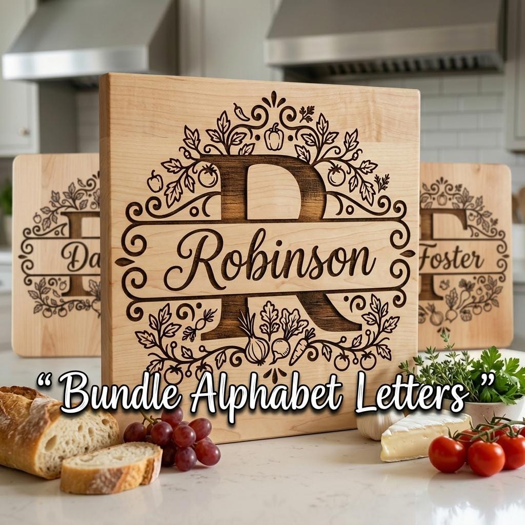 Alphabet Monogram Svg Bundle, Family Name Files, Split Letter Designs For Engraving