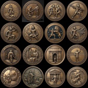 Ancient Rome Coin Engraving, High Relief Depth Map, Roman Emperor Medallion Art