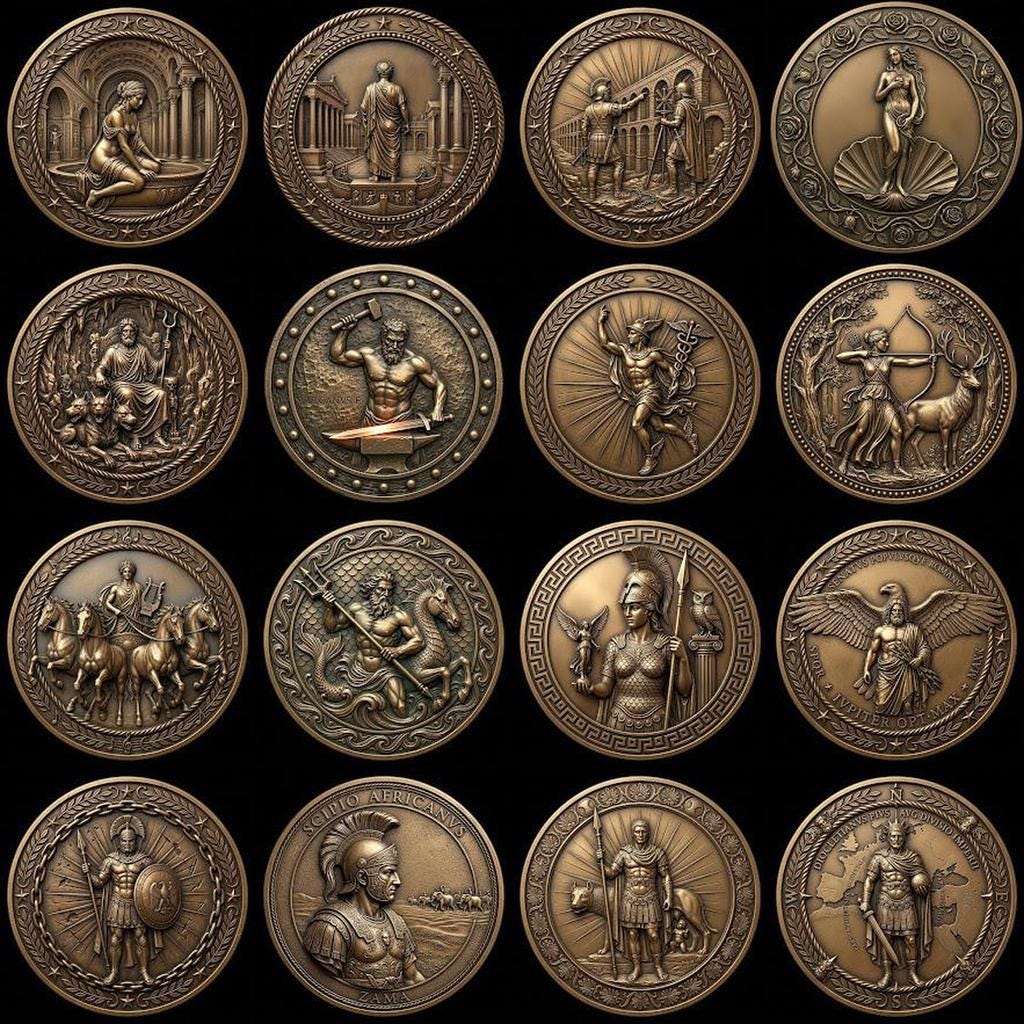 Ancient Rome Coin Engraving, High Relief Depth Map, Roman Emperor Medallion Art