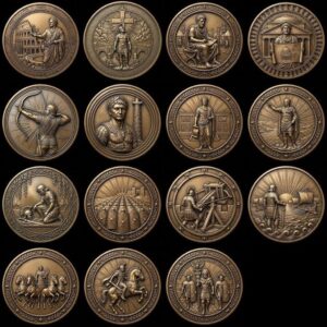Ancient Rome Coin Engraving, High Relief Depth Map, Roman Emperor Medallion Art