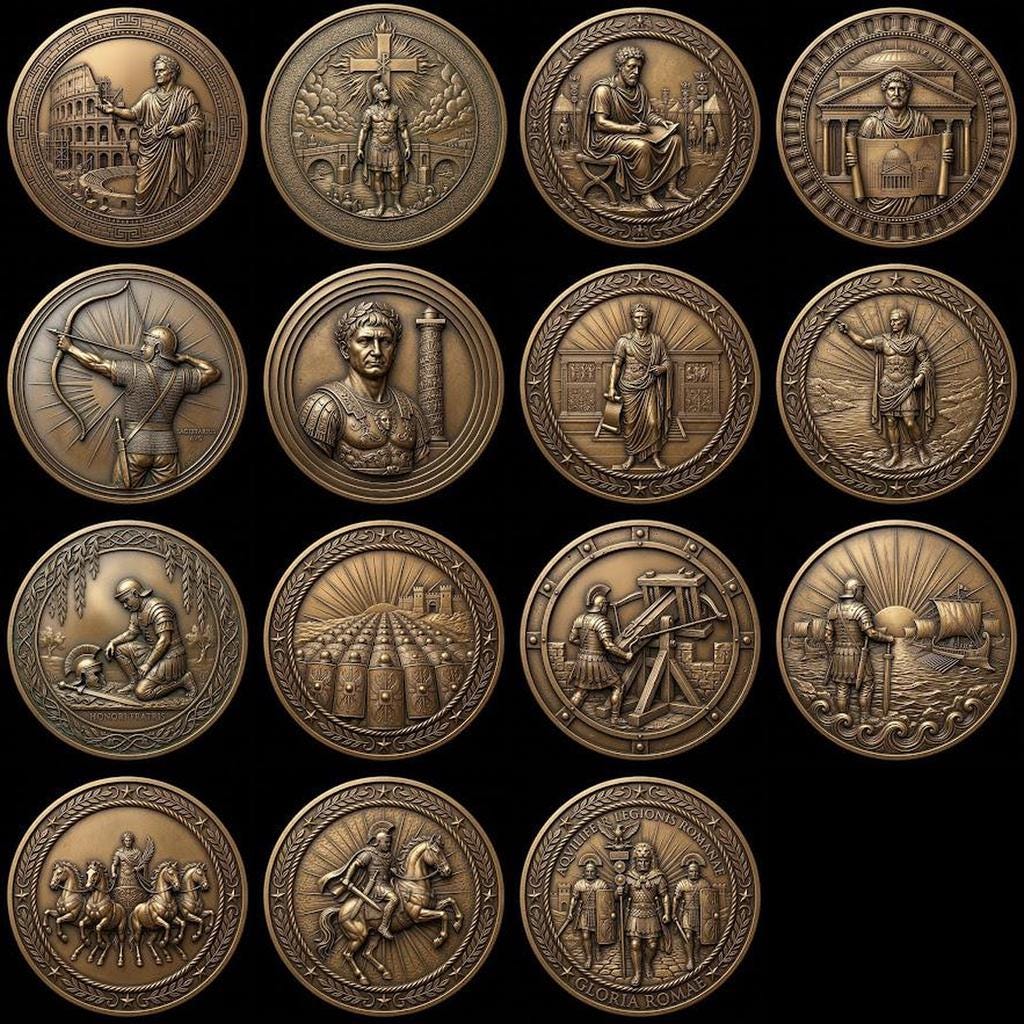 Ancient Rome Coin Engraving, High Relief Depth Map, Roman Emperor Medallion Art