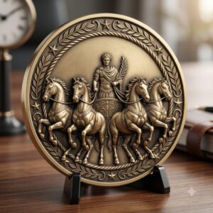 Ancient Rome Coin Engraving, High Relief Depth Map, Roman Emperor Medallion Art