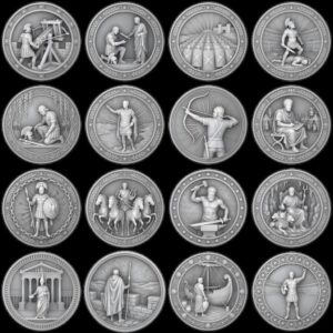 Ancient Rome Coin Engraving, High Relief Depth Map, Roman Emperor Medallion Art