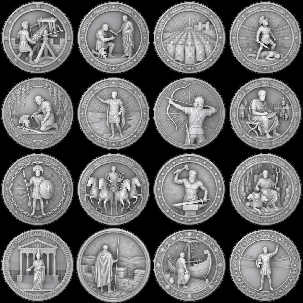 Ancient Rome Coin Engraving, High Relief Depth Map, Roman Emperor Medallion Art
