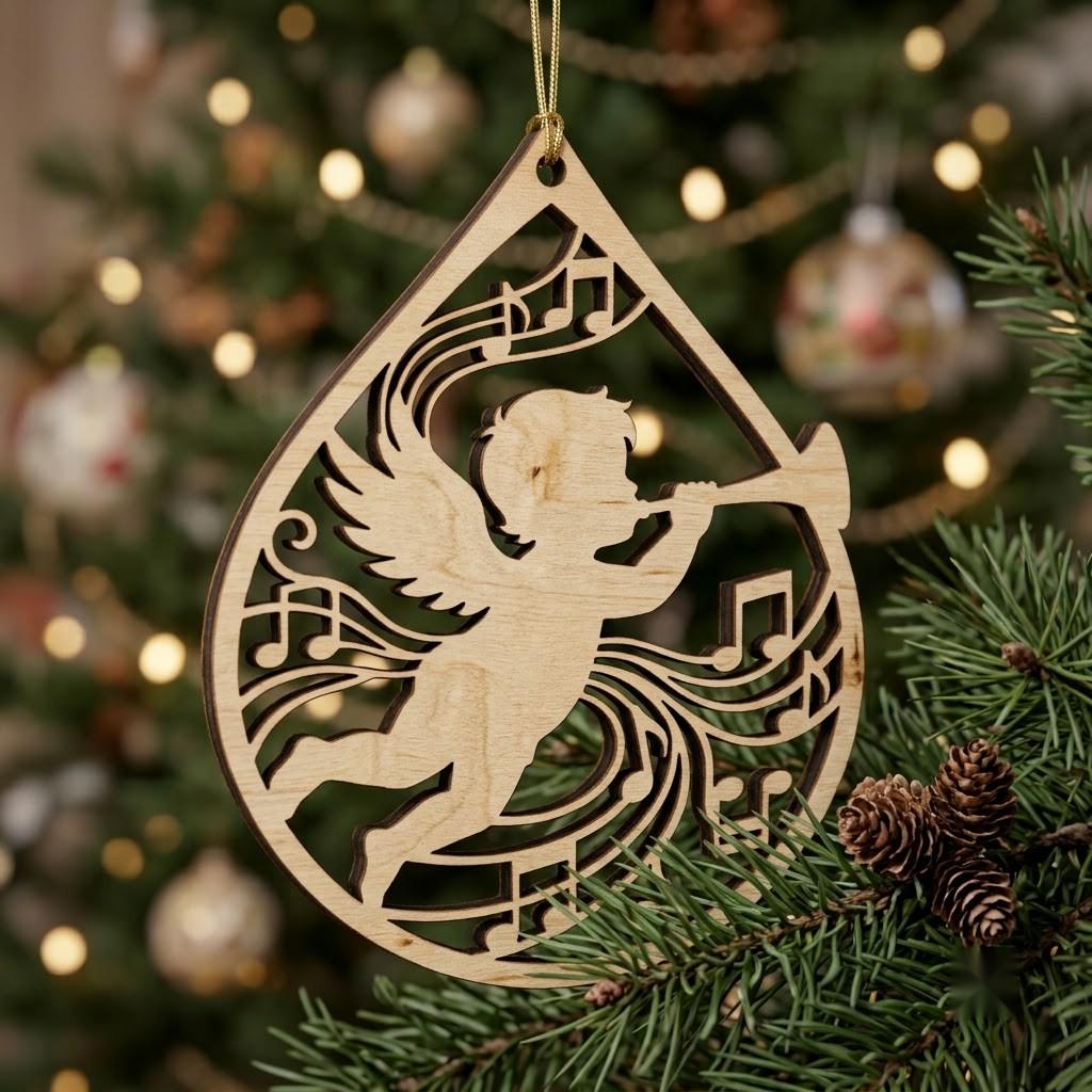 Angel Ornament Laser File Bundle, Musical Cherubs, Renaissance Christmas Decor