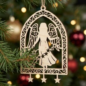 Angel Ornament SVG Bundle, Laser Cut Christmas Baubles, Celestial Moon And Stars, Heavenly Night Sky, 50 Wood Decor Designs