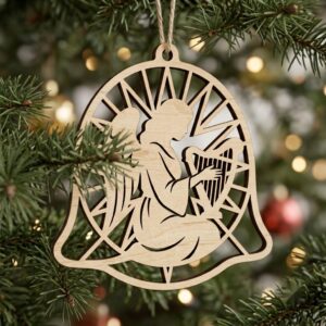 Angel Ornament SVG Bundle, Laser Cut Christmas Baubles, Celestial Moon And Stars, Heavenly Night Sky, 50 Wood Decor Designs