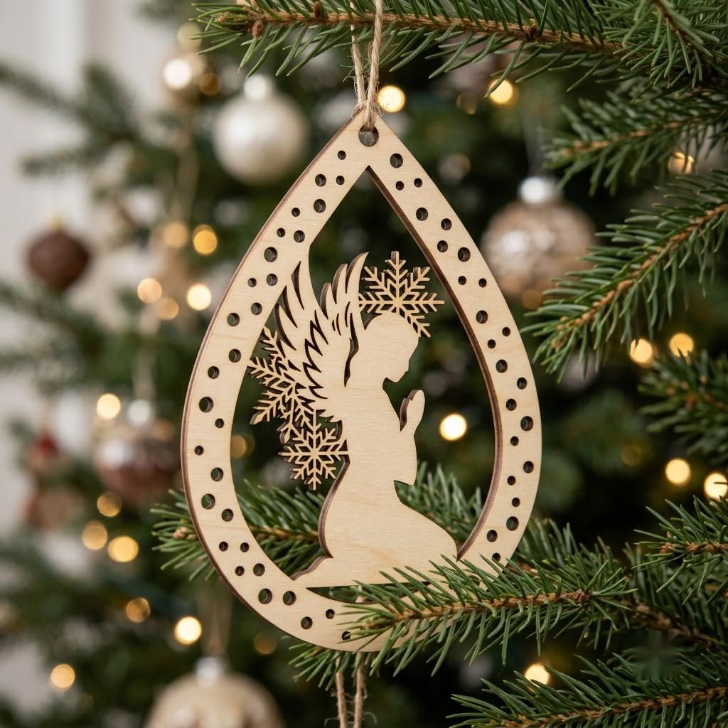 Angel Ornament SVG Bundle, Laser Cut Christmas Baubles, Celestial Moon And Stars, Heavenly Night Sky, 50 Wood Decor Designs