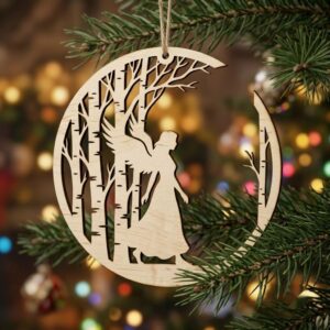 Angel Ornament SVG Bundle, Laser Cut Christmas Baubles, Celestial Moon And Stars, Heavenly Night Sky, 50 Wood Decor Designs