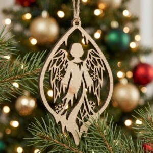 Angel Ornament SVG Bundle, Laser Cut Christmas Baubles, Celestial Moon And Stars, Heavenly Night Sky, 50 Wood Decor Designs