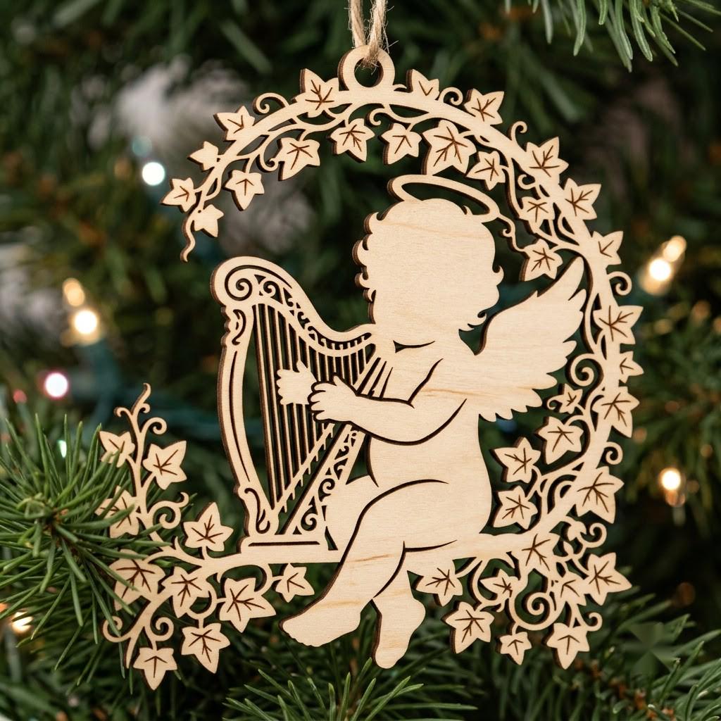 Angel Ornament Svg, Laser Cut Christmas Cherub Bundle, Musical Baby Vector File, Renaissance Holiday Decor 31 Designs