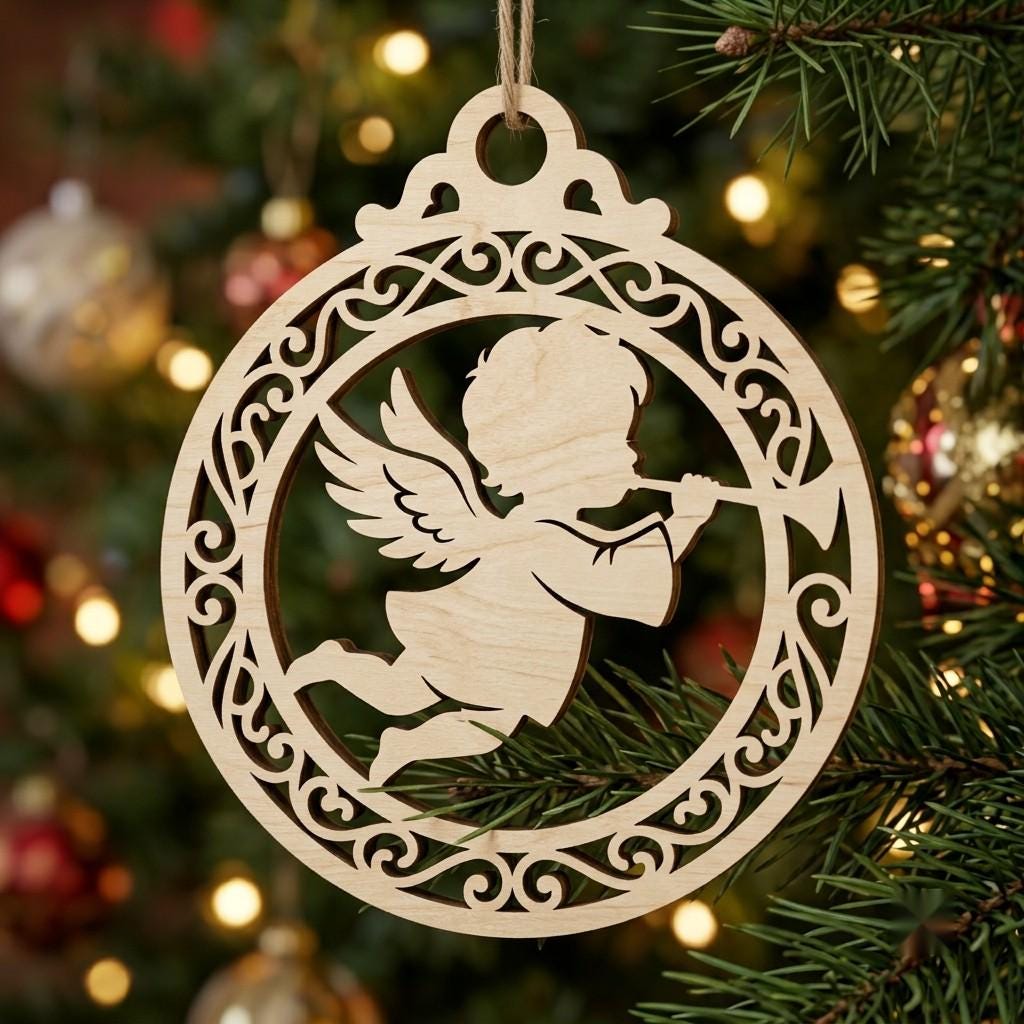 Angel Ornament Svg, Laser Cut Christmas Cherub Bundle, Musical Baby Vector File, Renaissance Holiday Decor 31 Designs