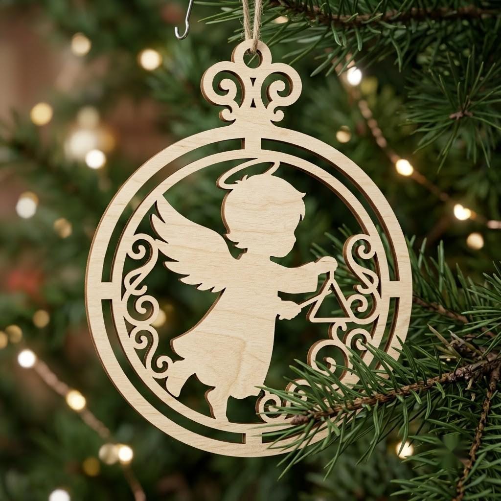 Angel Ornament Svg, Laser Cut Christmas Cherub Bundle, Musical Baby Vector File, Renaissance Holiday Decor 31 Designs