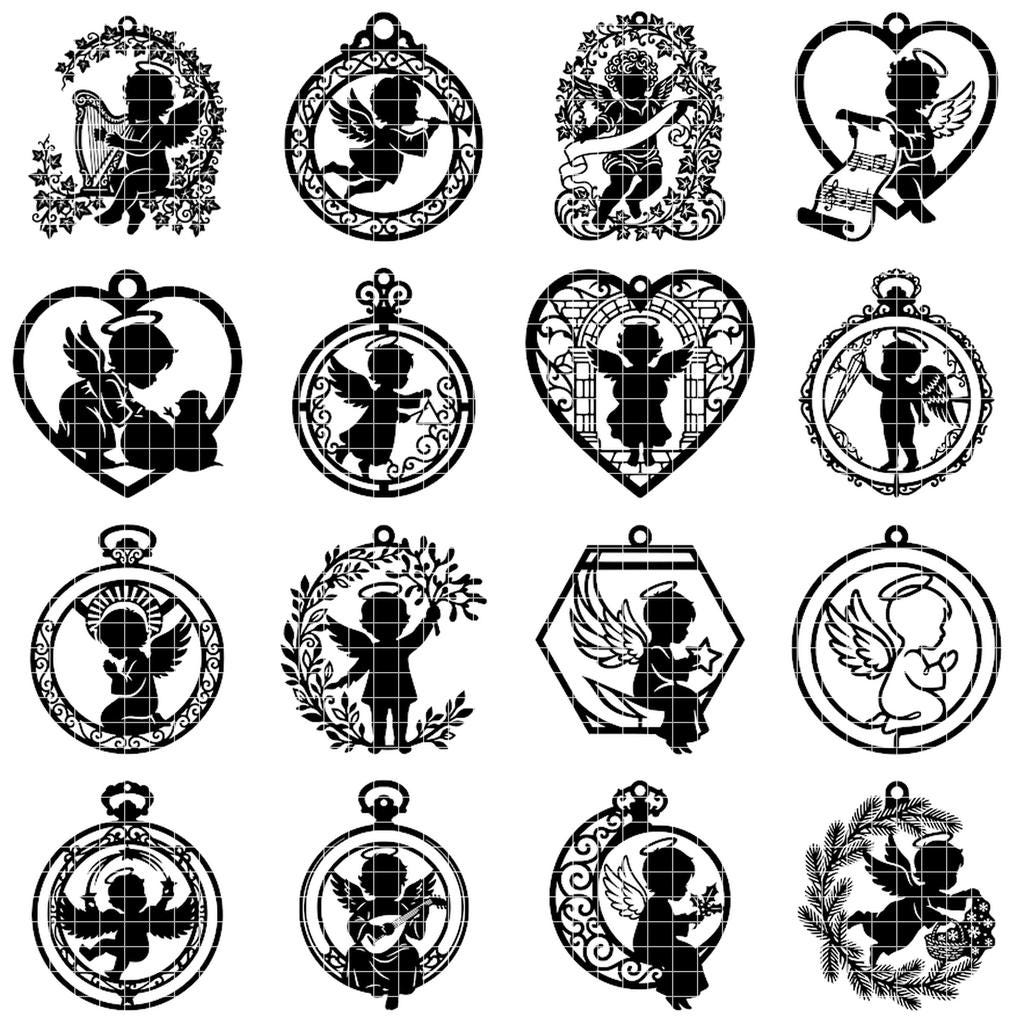 Angel Ornament Svg, Laser Cut Christmas Cherub Bundle, Musical Baby Vector File, Renaissance Holiday Decor 31 Designs