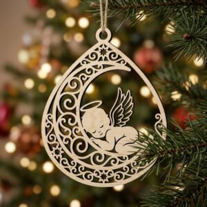 Baby Angel Christmas Ornament File, Celestial Cherub Nursery Decor, Memorial Bauble