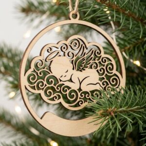Baby Angel Christmas Ornament File, Celestial Cherub Nursery Decor, Memorial Bauble