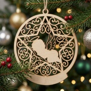 Baby Angel Christmas Ornament File, Celestial Cherub Nursery Decor, Memorial Bauble