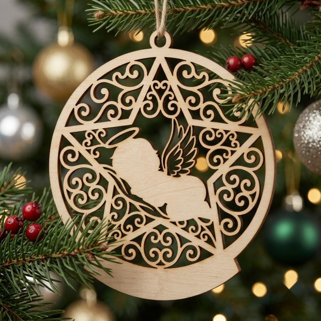 Baby Angel Christmas Ornament File, Celestial Cherub Nursery Decor, Memorial Bauble
