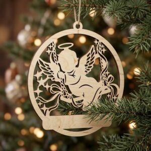 Baby Angel Christmas Ornament File, Celestial Cherub Nursery Decor, Memorial Bauble